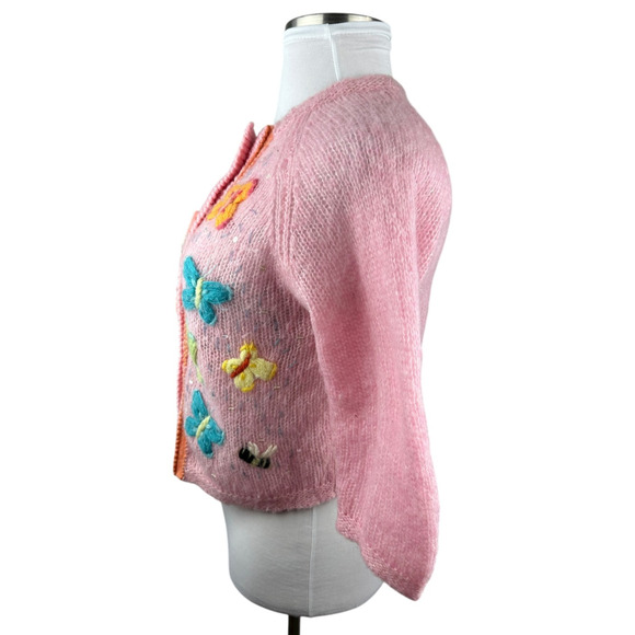 *Flawed* Free People Butterfly Sequin Cardigan Sweater Large Coquet Fairy Whimsy - Picture 6 of 14